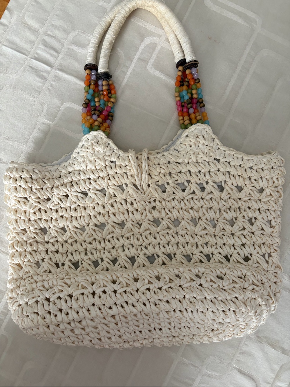 Vintage Cream Cappelli
Straworld, Inc. Crochet Tote with Colourful Beaded Handle - Picture 6 of 11